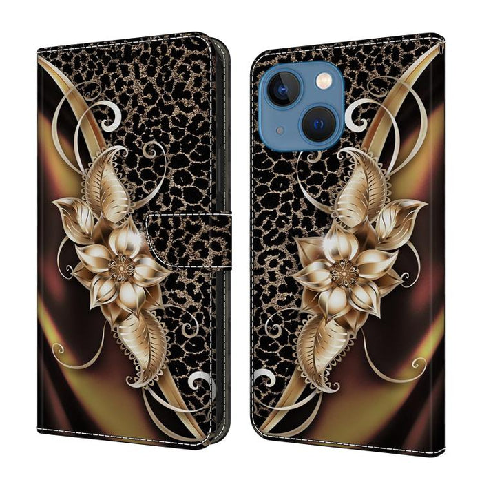 Funda para teléfono de cuero vegano pintado con efecto cristal, For iPhone 16 Pro, For iPhone 16, For iPhone 15 Pro Max, For iPhone 15 Pro, For iPhone 14 / 13, For iPhone 14 Pro
