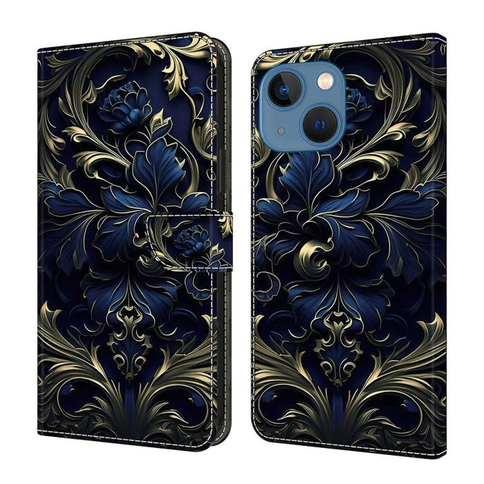 Funda para teléfono de cuero vegano pintado con efecto cristal, For iPhone 16 Pro, For iPhone 16, For iPhone 15 Pro Max, For iPhone 15 Pro, For iPhone 14 / 13, For iPhone 14 Pro