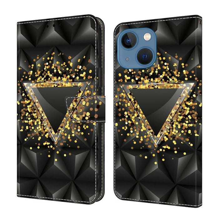 Funda para teléfono de cuero vegano pintado con efecto cristal, For iPhone 16 Pro, For iPhone 16, For iPhone 15 Pro Max, For iPhone 15 Pro, For iPhone 14 / 13, For iPhone 14 Pro