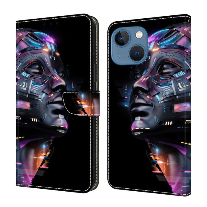 Funda para teléfono de cuero vegano pintado con efecto cristal, For iPhone 16 Pro, For iPhone 16, For iPhone 15 Pro Max, For iPhone 15 Pro, For iPhone 14 / 13, For iPhone 14 Pro
