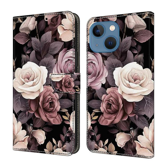Funda para teléfono de cuero vegano pintado con efecto cristal, For iPhone 16 Pro, For iPhone 16, For iPhone 15 Pro Max, For iPhone 15 Pro, For iPhone 14 / 13, For iPhone 14 Pro