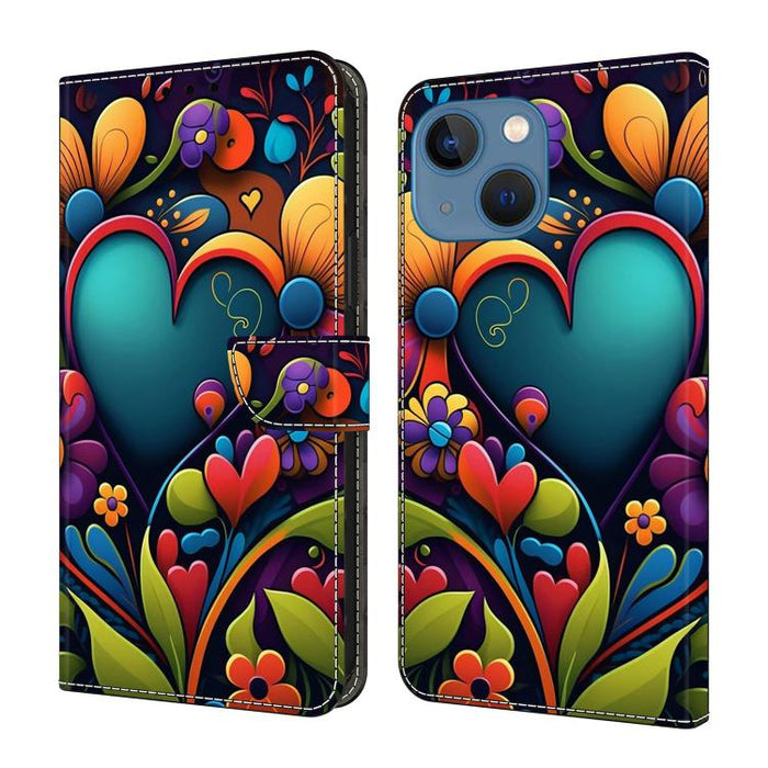 Funda para teléfono de cuero vegano pintado con efecto cristal, For iPhone 16 Pro, For iPhone 16, For iPhone 15 Pro Max, For iPhone 15 Pro, For iPhone 14 / 13, For iPhone 14 Pro