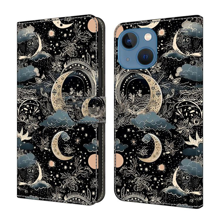 Funda para teléfono de cuero vegano pintado con efecto cristal, For iPhone 16 Pro, For iPhone 16, For iPhone 15 Pro Max, For iPhone 15 Pro, For iPhone 14 / 13, For iPhone 14 Pro