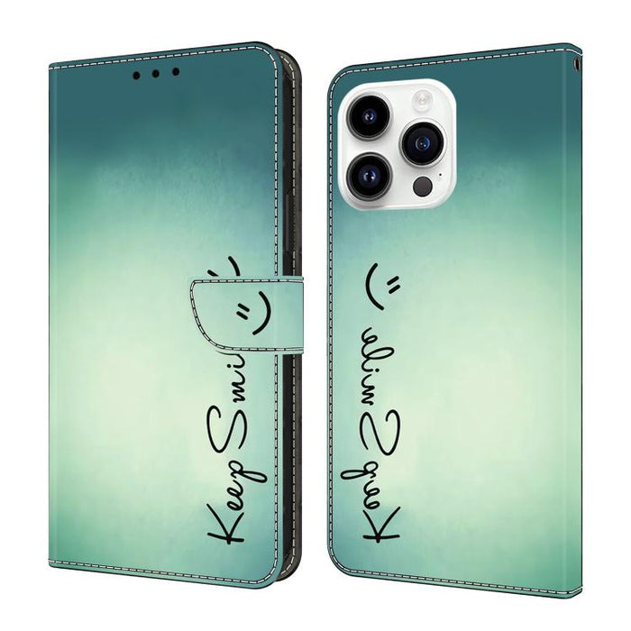 Funda para teléfono de cuero vegano pintado con efecto cristal, For iPhone 16 Pro, For iPhone 16, For iPhone 15 Pro Max, For iPhone 15 Pro, For iPhone 14 / 13, For iPhone 14 Pro