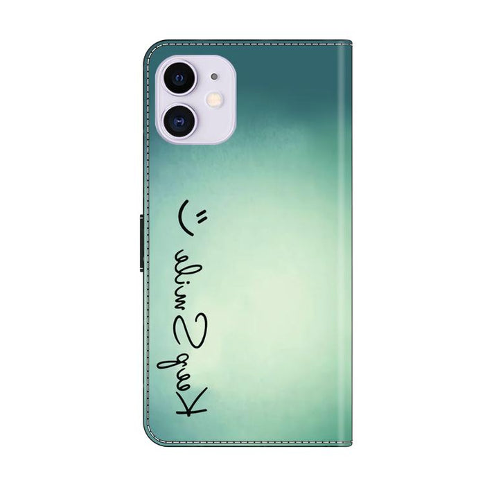 Funda para teléfono de cuero vegano pintado con efecto cristal, For iPhone 11