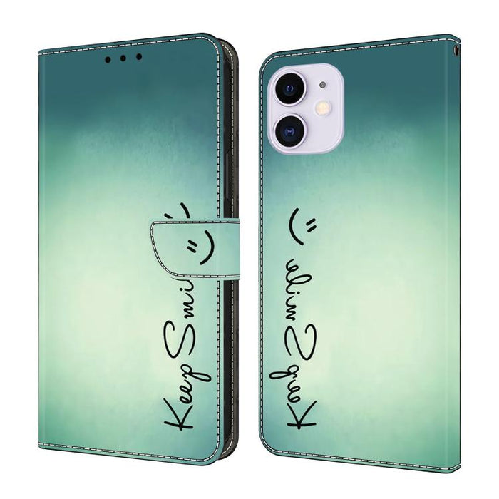 Funda para teléfono de cuero vegano pintado con efecto cristal, For iPhone 11
