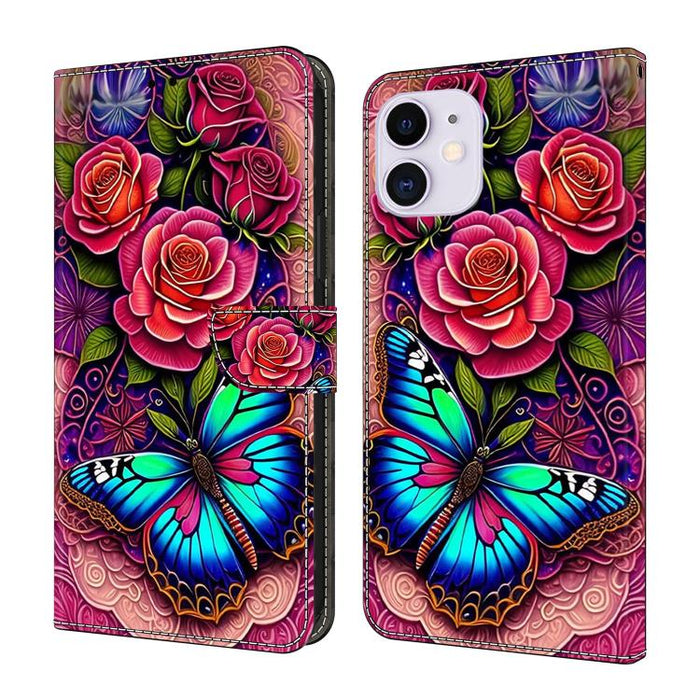 Funda para teléfono de cuero vegano pintado con efecto cristal, For iPhone 11