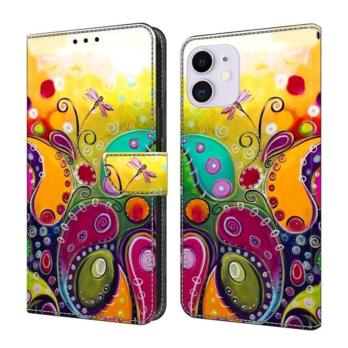 Funda para teléfono de cuero vegano pintado con efecto cristal, For iPhone 11