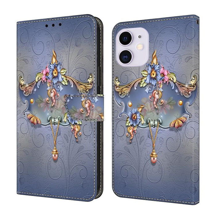 Funda para teléfono de cuero vegano pintado con efecto cristal, For iPhone 11