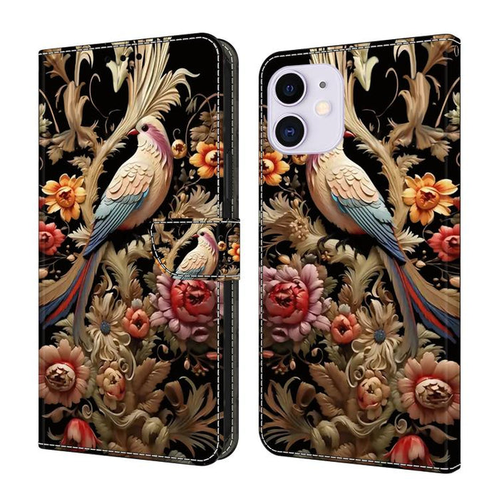 Funda para teléfono de cuero vegano pintado con efecto cristal, For iPhone 11
