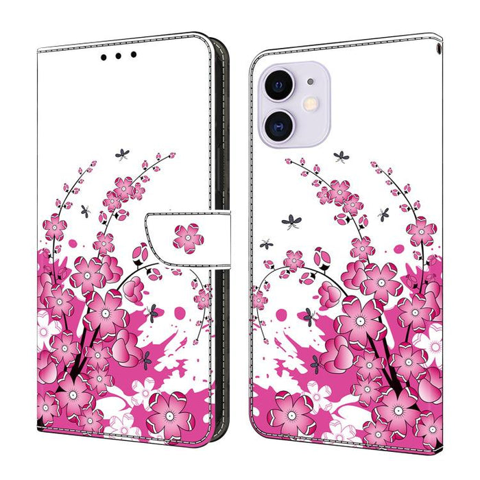 Funda para teléfono de cuero vegano pintado con efecto cristal, For iPhone 11