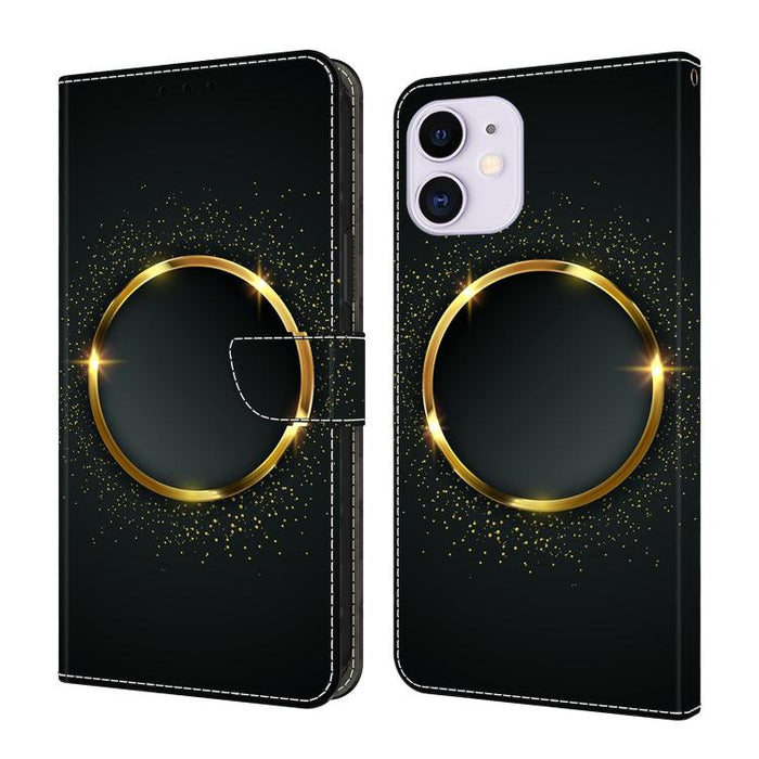 Funda para teléfono de cuero vegano pintado con efecto cristal, For iPhone 11