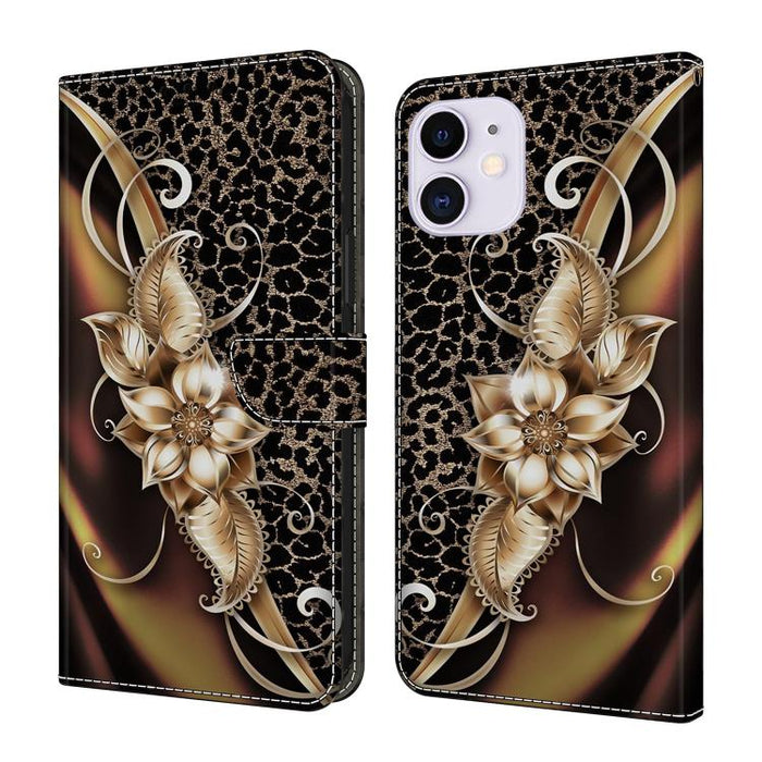 Funda para teléfono de cuero vegano pintado con efecto cristal, For iPhone 11