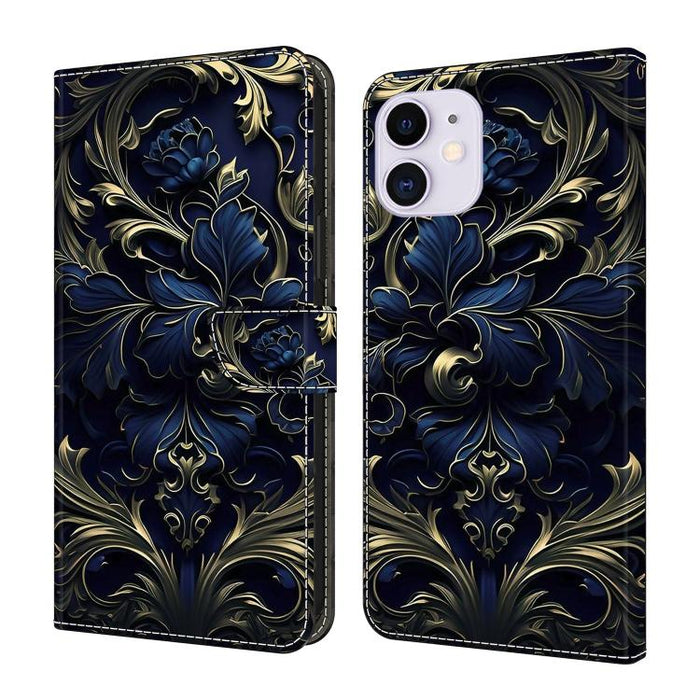 Funda para teléfono de cuero vegano pintado con efecto cristal, For iPhone 11