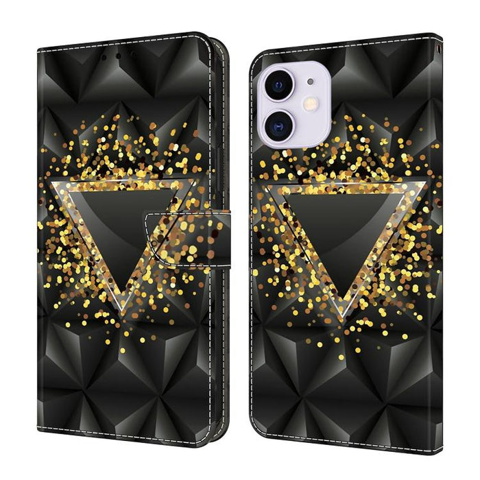 Funda para teléfono de cuero vegano pintado con efecto cristal, For iPhone 11