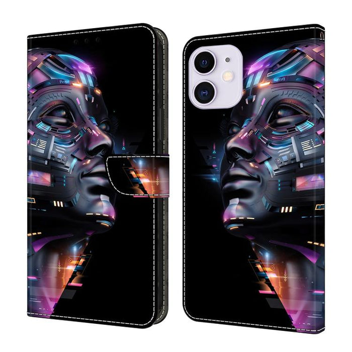 Funda para teléfono de cuero vegano pintado con efecto cristal, For iPhone 11