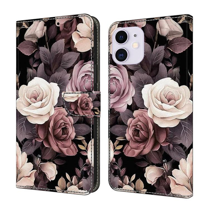 Funda para teléfono de cuero vegano pintado con efecto cristal, For iPhone 11