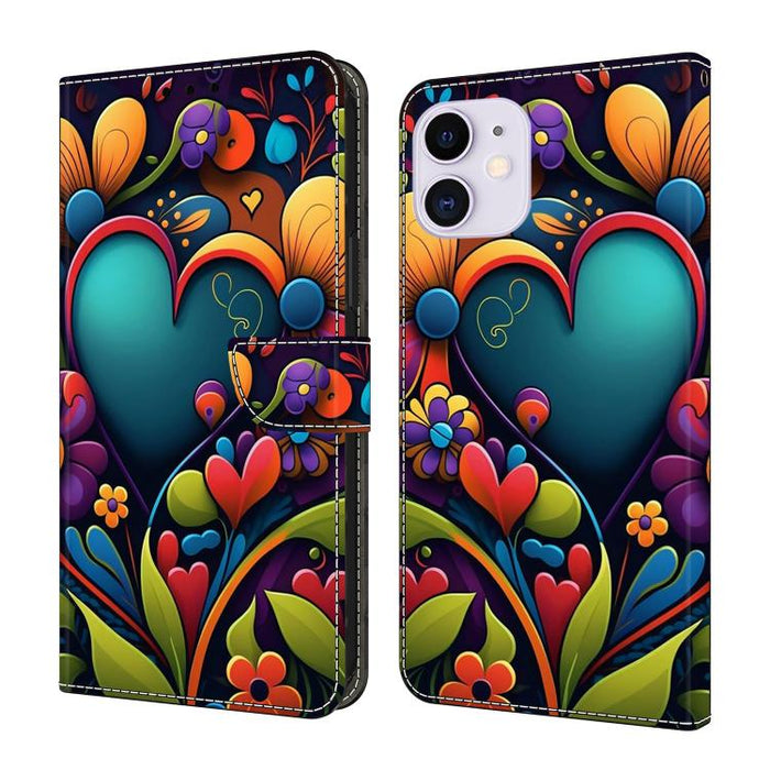 Funda para teléfono de cuero vegano pintado con efecto cristal, For iPhone 11