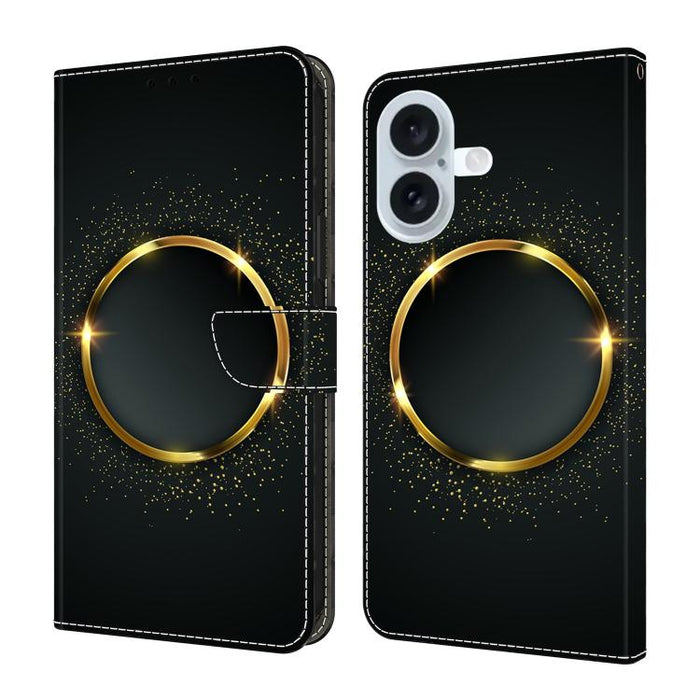 Funda para teléfono de cuero vegano pintado con efecto cristal, For iPhone 17e / 16e, For iPhone 17 Pro Max, For iPhone 17 Pro, For iPhone 17, For iPhone Air, For iPhone 16 Pro Max