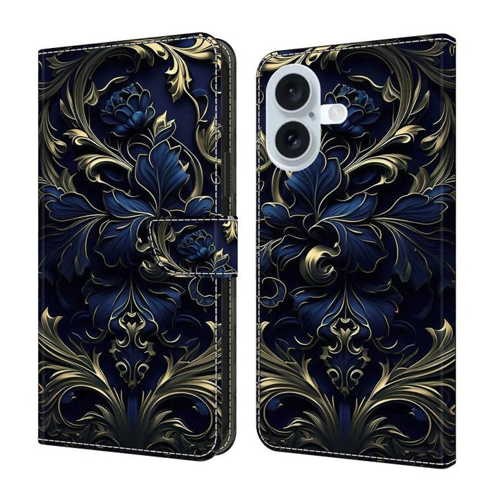 Funda para teléfono de cuero vegano pintado con efecto cristal, For iPhone 17e / 16e, For iPhone 17 Pro Max, For iPhone 17 Pro, For iPhone 17, For iPhone Air, For iPhone 16 Pro Max