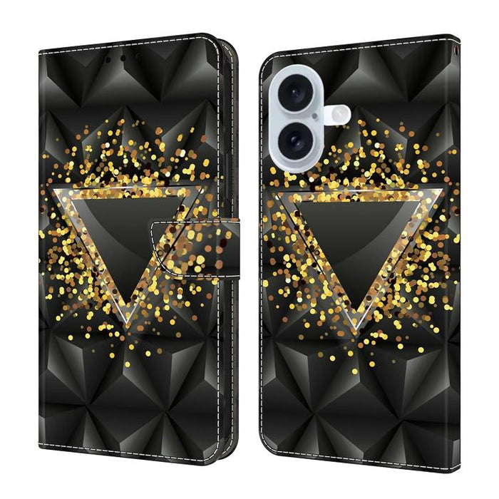 Funda para teléfono de cuero vegano pintado con efecto cristal, For iPhone 17e / 16e, For iPhone 17 Pro Max, For iPhone 17 Pro, For iPhone 17, For iPhone Air, For iPhone 16 Pro Max