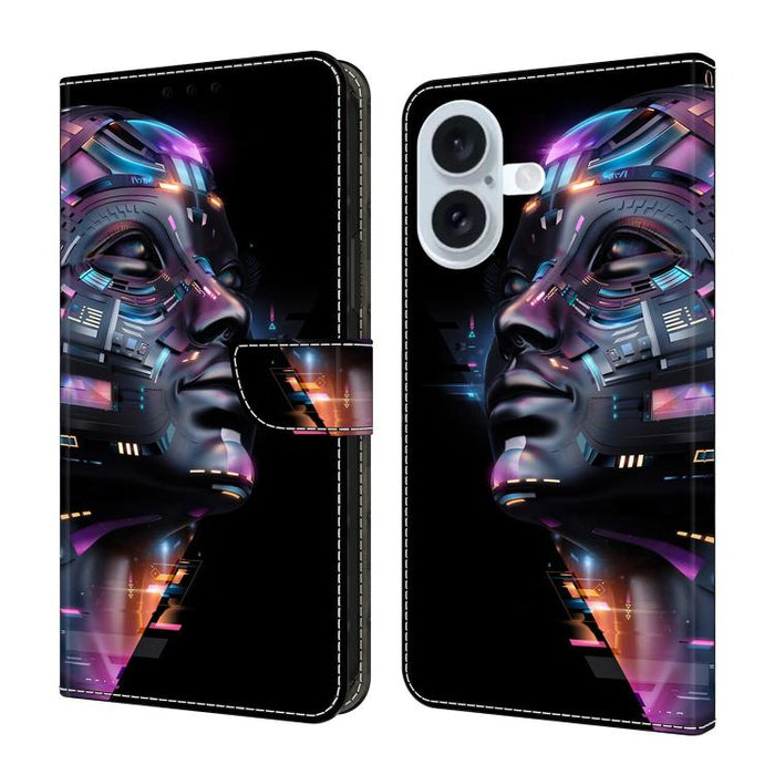 Funda para teléfono de cuero vegano pintado con efecto cristal, For iPhone 17e / 16e, For iPhone 17 Pro Max, For iPhone 17 Pro, For iPhone 17, For iPhone Air, For iPhone 16 Pro Max