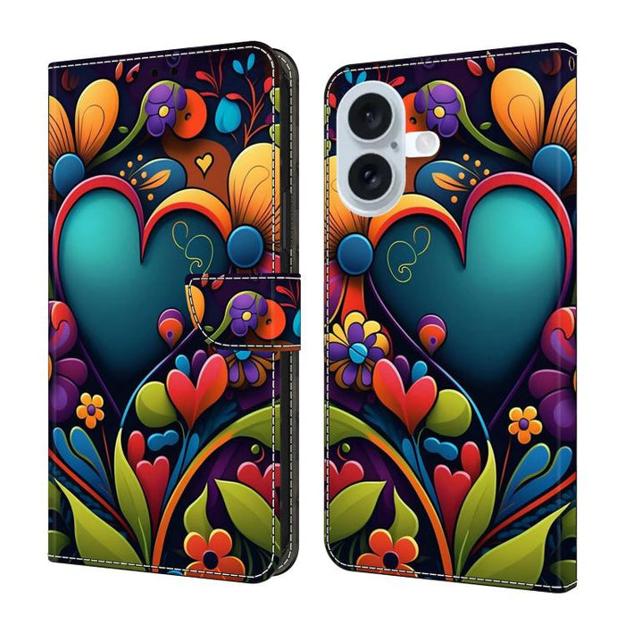 Funda para teléfono de cuero vegano pintado con efecto cristal, For iPhone 17e / 16e, For iPhone 17 Pro Max, For iPhone 17 Pro, For iPhone 17, For iPhone Air, For iPhone 16 Pro Max