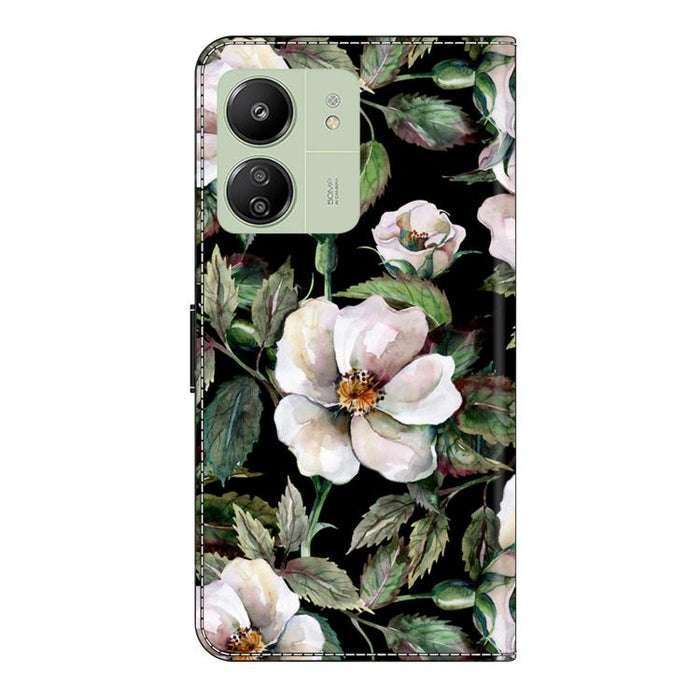 Funda para teléfono de cuero vegano pintado con efecto cristal, For Redmi 13C 4G / 5G, For Redmi Note 13 Pro+