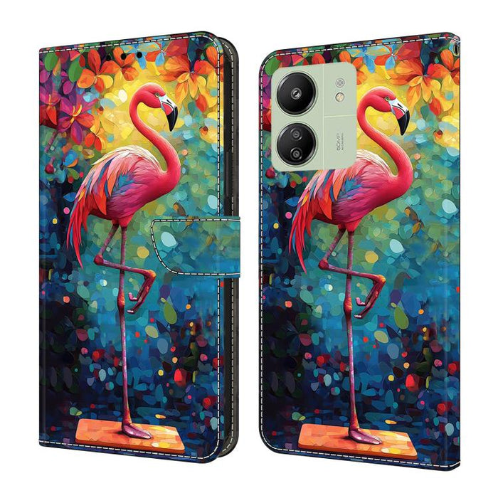 Funda para teléfono de cuero vegano pintado con efecto cristal, For Redmi 13C 4G / 5G, For Redmi Note 13 Pro+