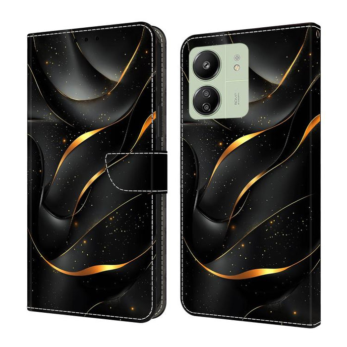 Funda para teléfono de cuero vegano pintado con efecto cristal, For Redmi 13C 4G / 5G, For Redmi Note 13 Pro+