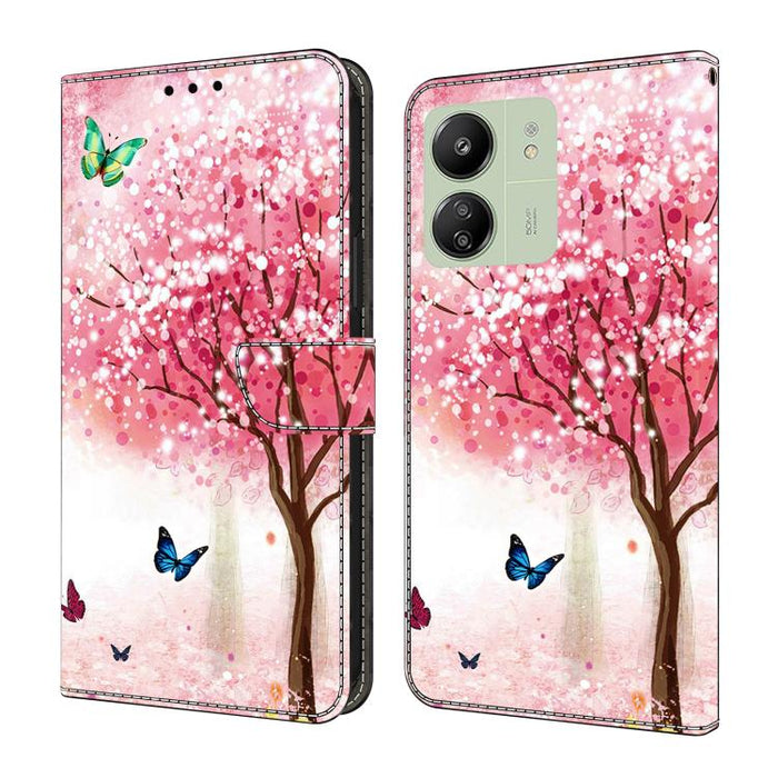 Funda para teléfono de cuero vegano pintado con efecto cristal, For Redmi 13C 4G / 5G, For Redmi Note 13 Pro+