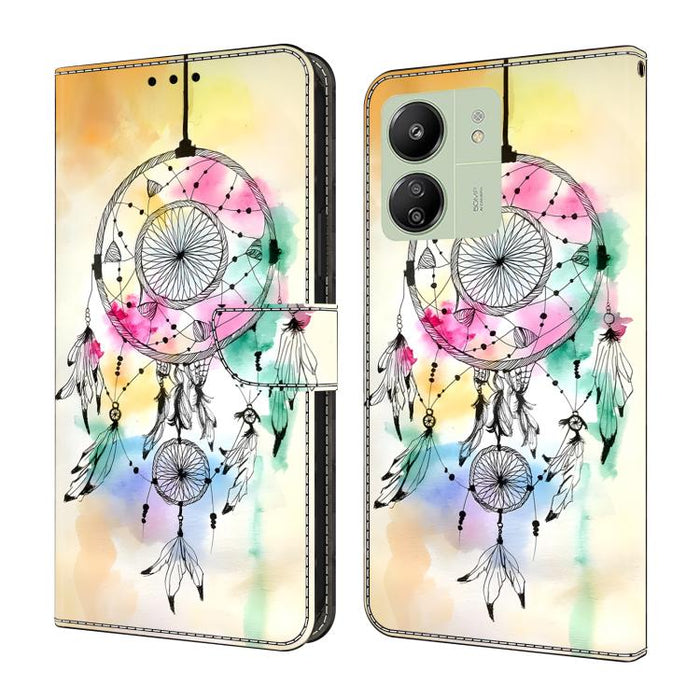 Funda para teléfono de cuero vegano pintado con efecto cristal, For Redmi 13C 4G / 5G, For Redmi Note 13 Pro+