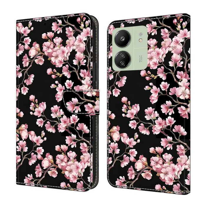 Funda para teléfono de cuero vegano pintado con efecto cristal, For Redmi 13C 4G / 5G, For Redmi Note 13 Pro+
