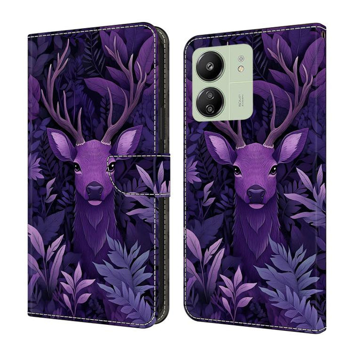 Funda para teléfono de cuero vegano pintado con efecto cristal, For Redmi 13C 4G / 5G, For Redmi Note 13 Pro+