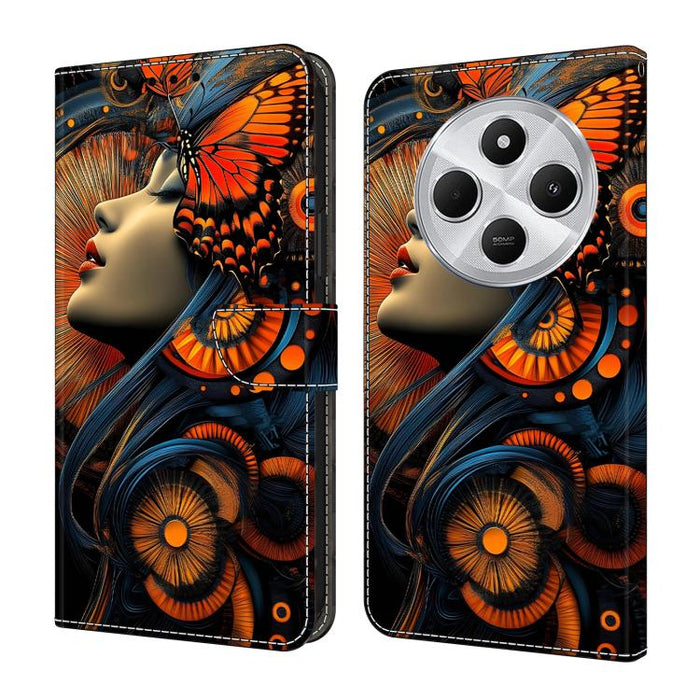 Funda para teléfono de cuero vegano pintado con efecto cristal, For Redmi 13C 4G / 5G, For Redmi Note 13 Pro+