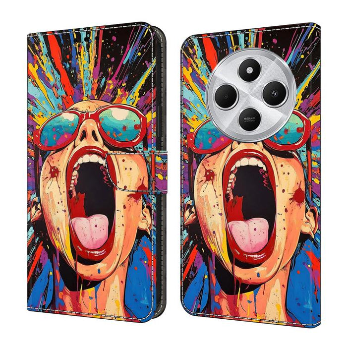 Funda para teléfono de cuero vegano pintado con efecto cristal, For Redmi 13C 4G / 5G, For Redmi Note 13 Pro+