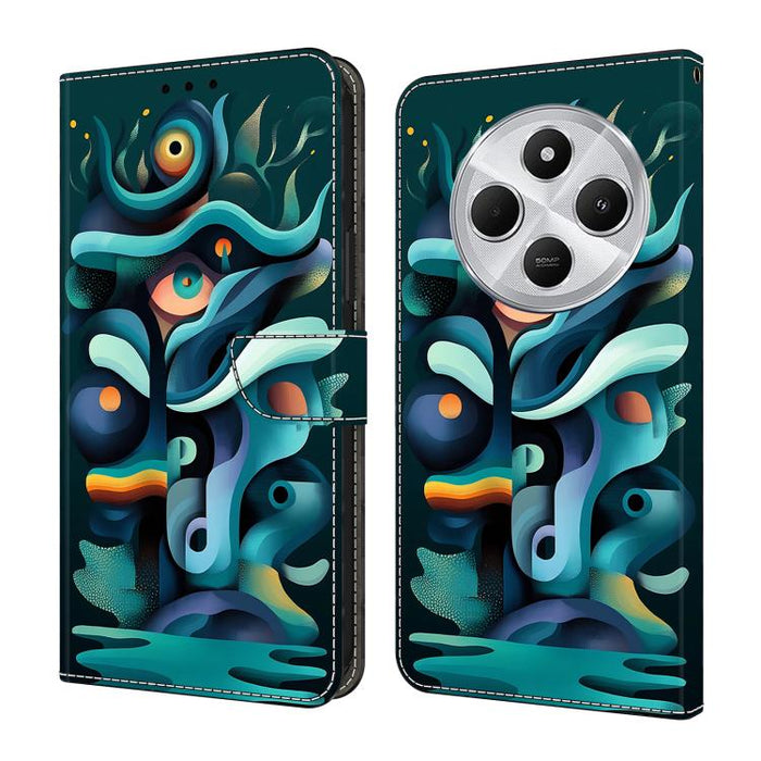 Funda para teléfono de cuero vegano pintado con efecto cristal, For Redmi Note 14 Pro 4G / 5G, For Redmi Note 14 4G 163.25mm, For Redmi Note 14 5G, For Redmi 14C 4G, For Redmi Note 13 5G, For Redmi Note 13 4G