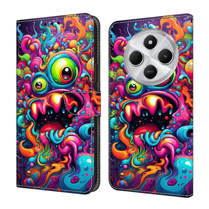 Funda para teléfono de cuero vegano pintado con efecto cristal, For Redmi 13C 4G / 5G, For Redmi Note 13 Pro+