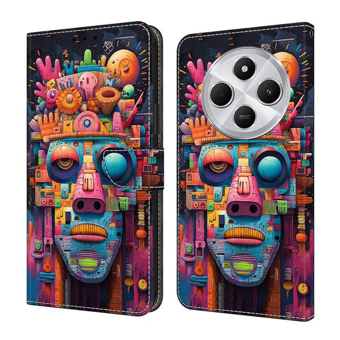 Funda para teléfono de cuero vegano pintado con efecto cristal, For Redmi Note 14 Pro 4G / 5G, For Redmi Note 14 4G 163.25mm, For Redmi Note 14 5G, For Redmi 14C 4G, For Redmi Note 13 5G, For Redmi Note 13 4G
