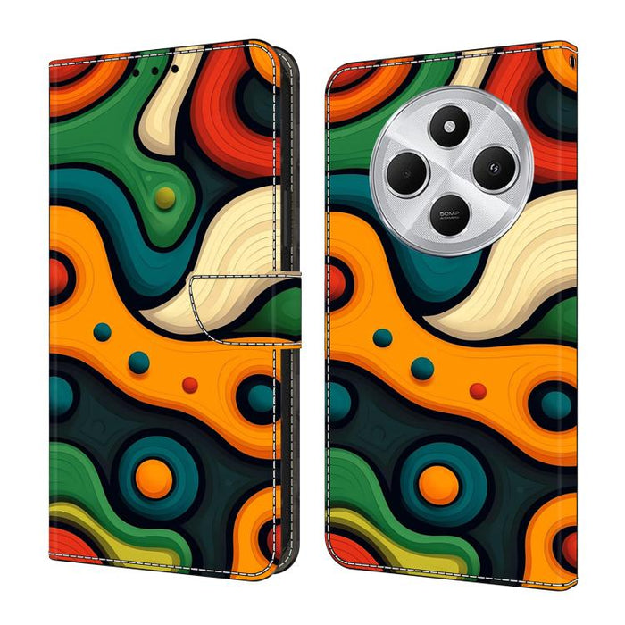 Funda para teléfono de cuero vegano pintado con efecto cristal, For Redmi Note 14 Pro 4G / 5G, For Redmi Note 14 4G 163.25mm, For Redmi Note 14 5G, For Redmi 14C 4G, For Redmi Note 13 5G, For Redmi Note 13 4G