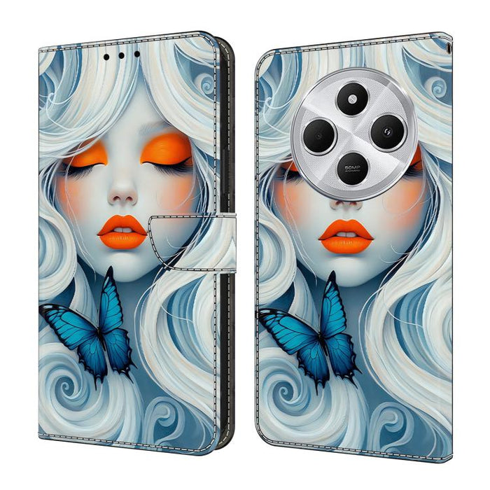 Funda para teléfono de cuero vegano pintado con efecto cristal, For Redmi Note 14 Pro 4G / 5G, For Redmi Note 14 4G 163.25mm, For Redmi Note 14 5G, For Redmi 14C 4G, For Redmi Note 13 5G, For Redmi Note 13 4G