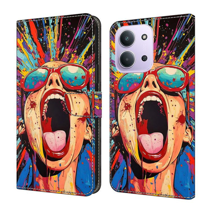 Funda para teléfono de cuero vegano pintado con efecto cristal, For Redmi Note 15 5G / 4G Global 164mm, For Redmi Note 15 Pro 5G Global 163.6mm, For Redmi 15C 5G / 4G EU 173mm, For Redmi 15C 5G / 4G Global 171mm, For Redmi Note 14 4G 164.84mm          ...