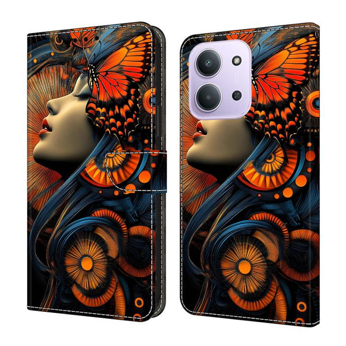 Funda para teléfono de cuero vegano pintado con efecto cristal, For Redmi Note 15 5G / 4G Global 164mm, For Redmi Note 15 Pro 5G Global 163.6mm, For Redmi 15C 5G / 4G EU 173mm, For Redmi 15C 5G / 4G Global 171mm, For Redmi Note 14 4G 164.84mm          ...