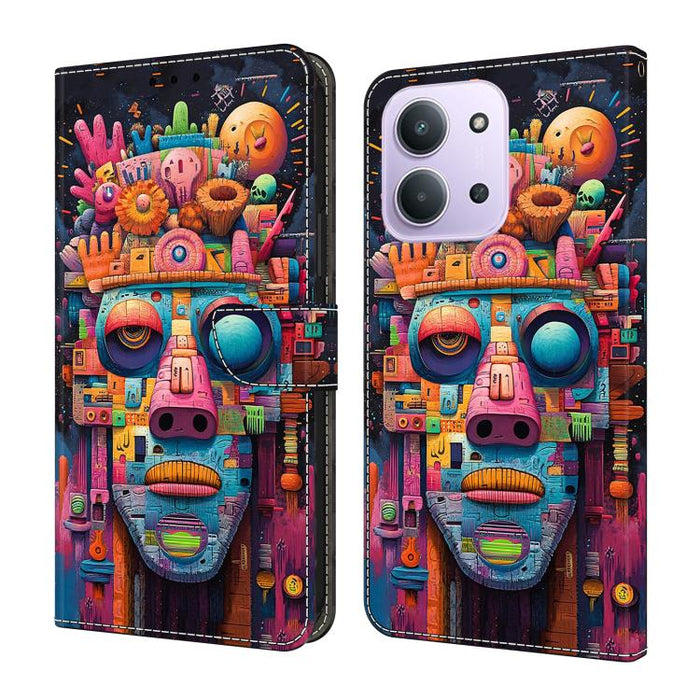Funda para teléfono de cuero vegano pintado con efecto cristal, For Redmi Note 15 5G / 4G Global 164mm, For Redmi Note 15 Pro 5G Global 163.6mm, For Redmi 15C 5G / 4G EU 173mm, For Redmi 15C 5G / 4G Global 171mm, For Redmi Note 14 4G 164.84mm          ...