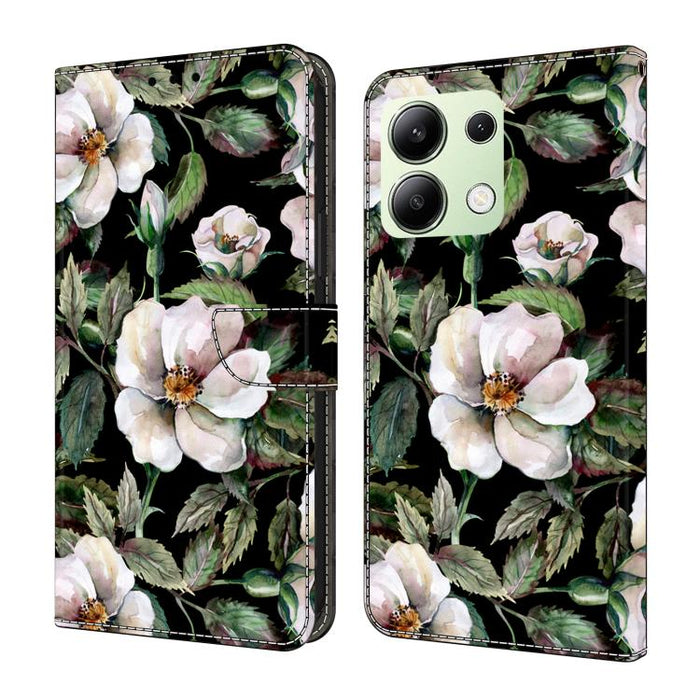 Funda para teléfono de cuero vegano pintado con efecto cristal, For Redmi 13C 4G / 5G, For Redmi Note 13 Pro+