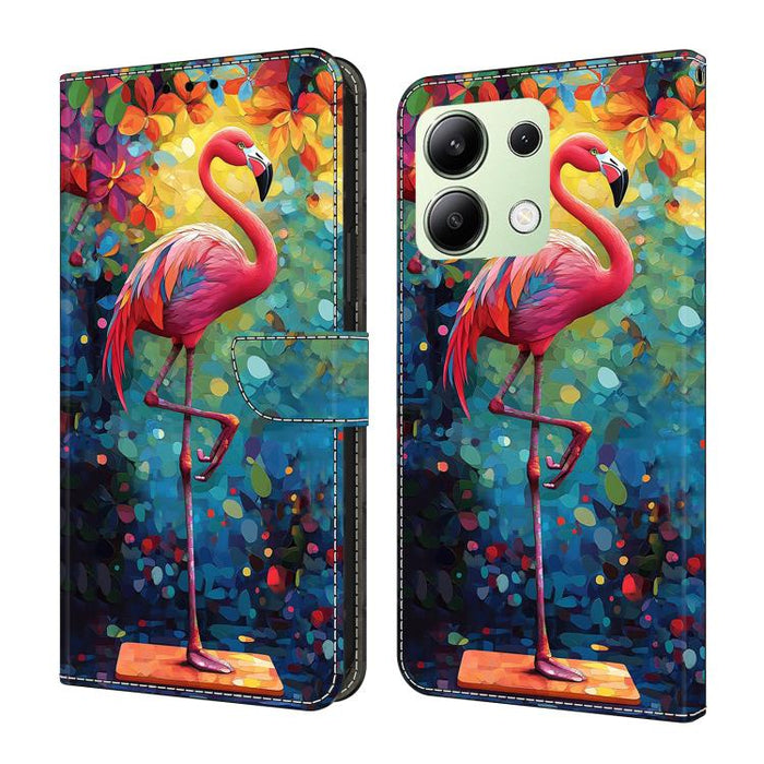 Funda para teléfono de cuero vegano pintado con efecto cristal, For Redmi Note 14 Pro 4G / 5G, For Redmi Note 14 4G 163.25mm, For Redmi Note 14 5G, For Redmi 14C 4G, For Redmi Note 13 5G, For Redmi Note 13 4G
