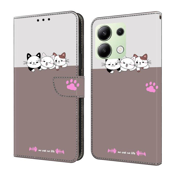 Funda para teléfono de cuero vegano pintado con efecto cristal, For Redmi 13C 4G / 5G, For Redmi Note 13 Pro+