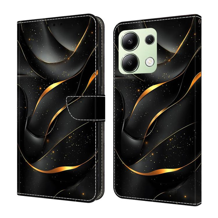 Funda para teléfono de cuero vegano pintado con efecto cristal, For Redmi Note 14 Pro 4G / 5G, For Redmi Note 14 4G 163.25mm, For Redmi Note 14 5G, For Redmi 14C 4G, For Redmi Note 13 5G, For Redmi Note 13 4G