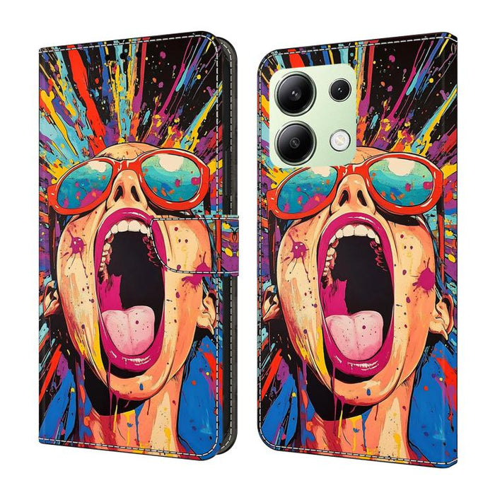 Funda para teléfono de cuero vegano pintado con efecto cristal, For Redmi 13C 4G / 5G, For Redmi Note 13 Pro+