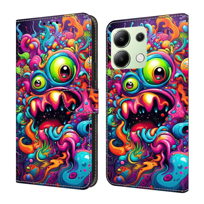 Funda para teléfono de cuero vegano pintado con efecto cristal, For Redmi Note 14 Pro 4G / 5G, For Redmi Note 14 4G 163.25mm, For Redmi Note 14 5G, For Redmi 14C 4G, For Redmi Note 13 5G, For Redmi Note 13 4G